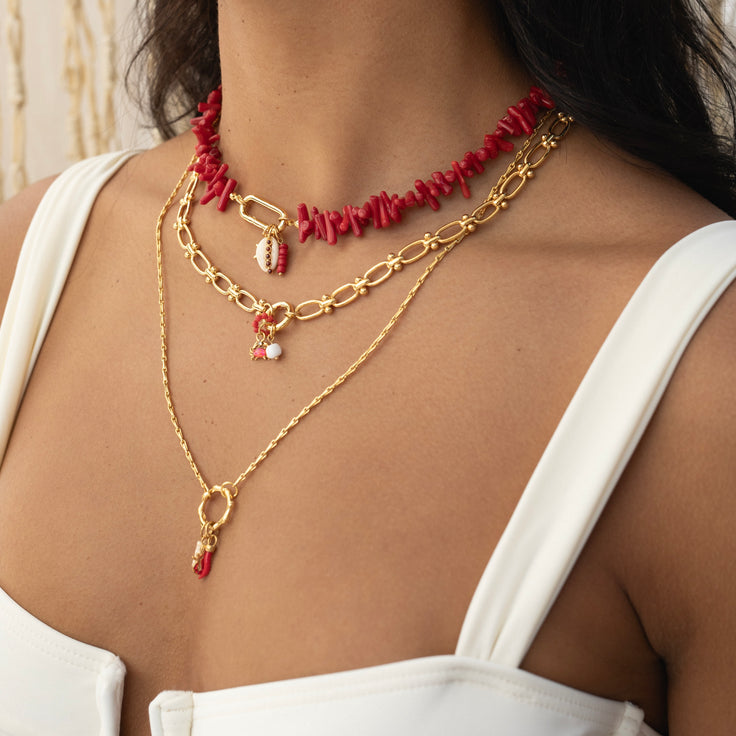 Basis-Halsband aus roter Koralle