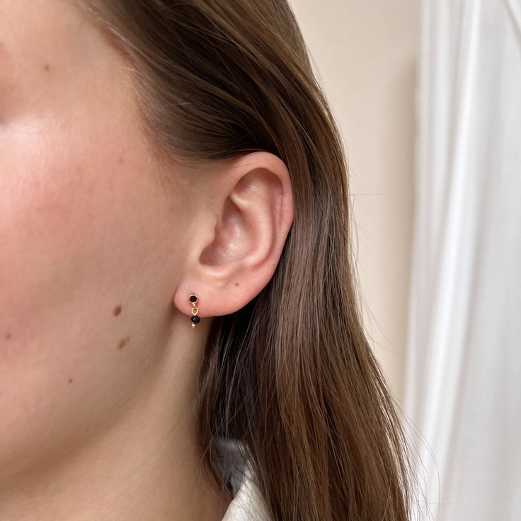 Outlet Pendientes mini ónix de cuentas negras