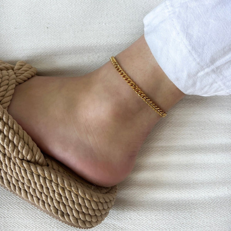 Anklet Flat Curb - ByNouck Jewelry