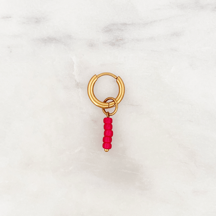 Classic Huggie Flamingo Pink Beads - ByNouck Jewelry