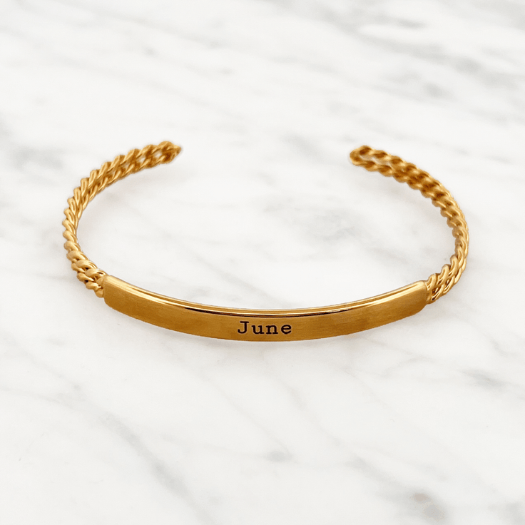 Engrave Bracelet Twisted Bangle - ByNouck Jewelry