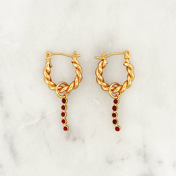 Outlet Aros Retorcidos Bolitas Rojas