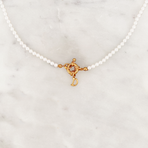 Kleiner Muschelperlen Choker Halsband kleinen Initialen