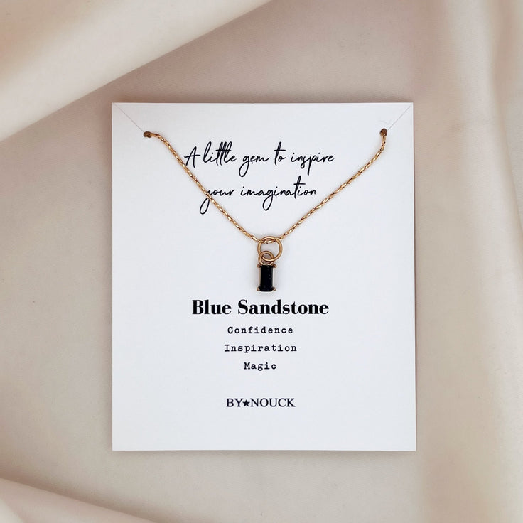 Necklace Blue Sandstone Baguette - ByNouck Jewelry