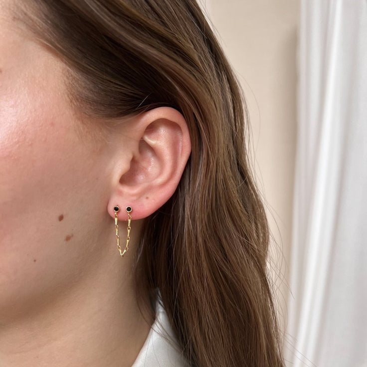 Onyx Earpin Fine Chain - ByNouck Jewelry
