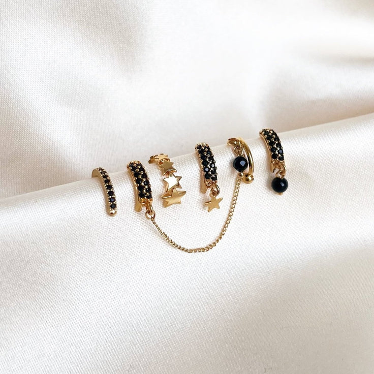 Onyx Hoop Little Star - ByNouck Jewelry