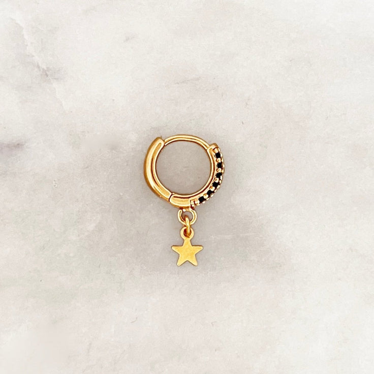 Onyx Hoop Little Star - ByNouck Jewelry