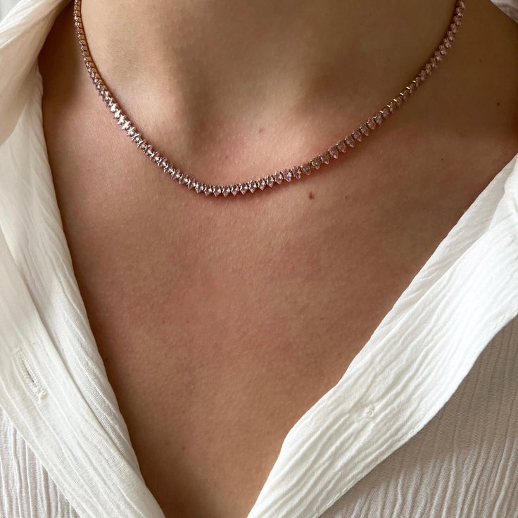 Pink Oval Rhinestone Choker - ByNouck Jewelry