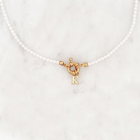 Shell Pearls Choker Tiny Initial - ByNouck Jewelry