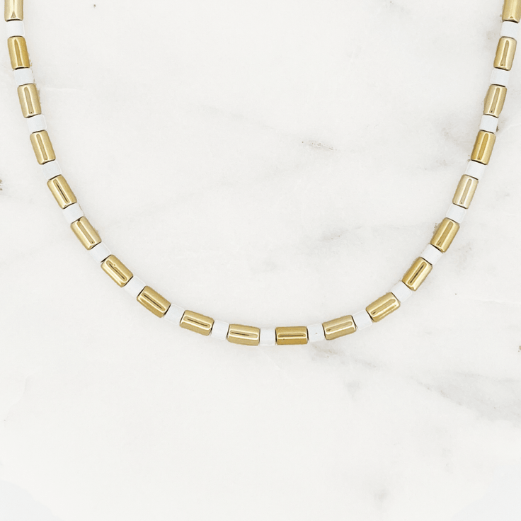 Beach Necklace White Plain - ByNouck Jewelry