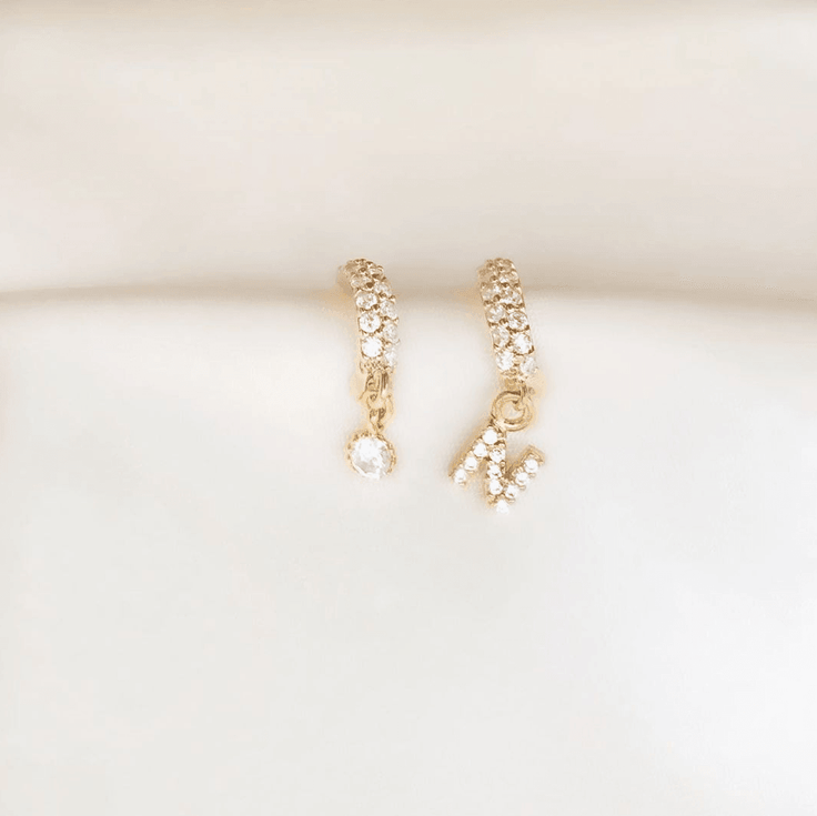 Diamond Initial Hoop - ByNouck Jewelry