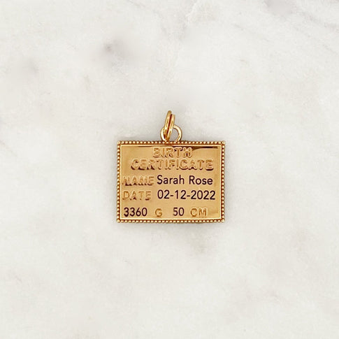 DYO Engrave Birth Certificate - ByNouck Jewelry